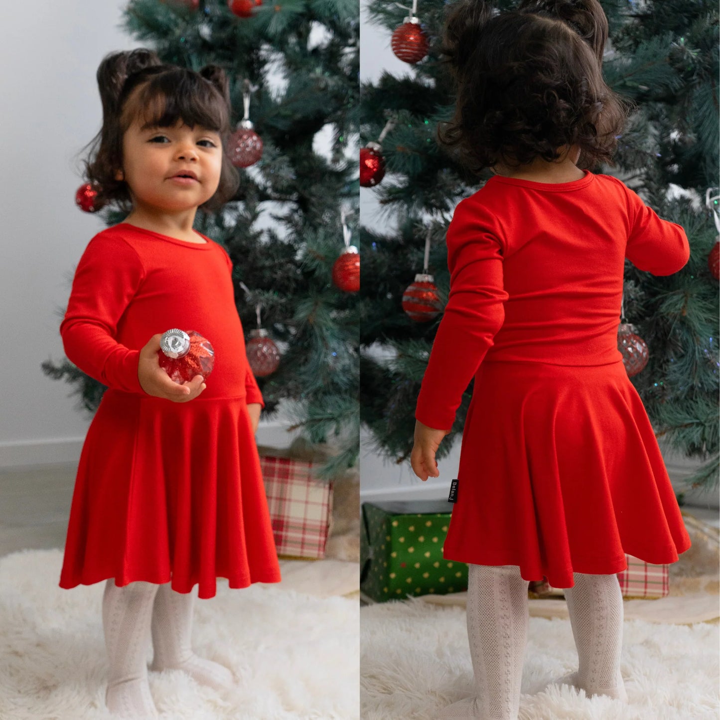 Santa Red Long Sleeves Twirl Dress