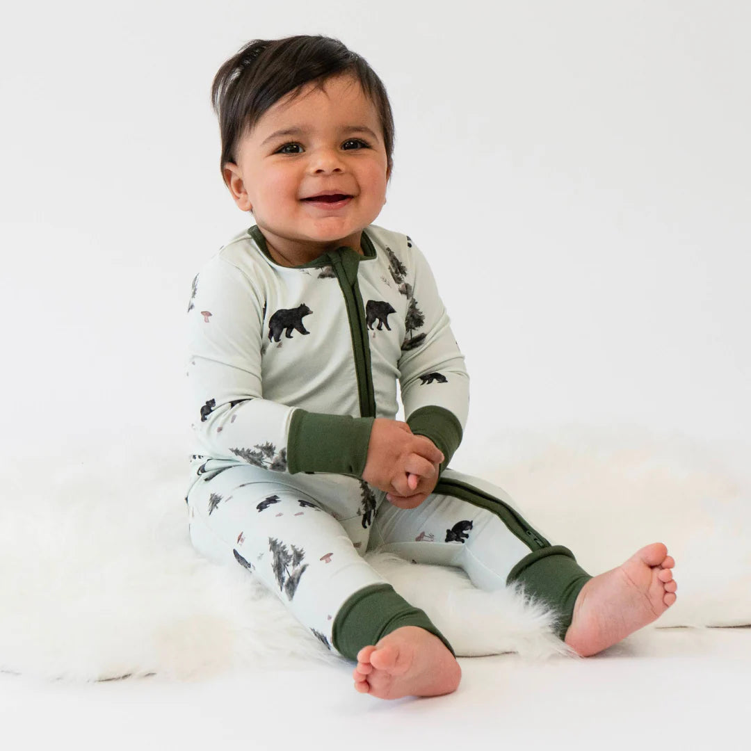 Black Bears - Footless Sleeper with Fold-Over Cuffs