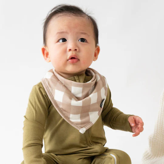 Taupe Plaid - Bandana Bib