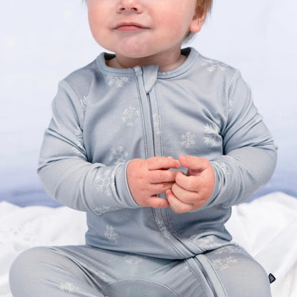 Footless Sleeper with Fold-over Cuffs - Snowflakes