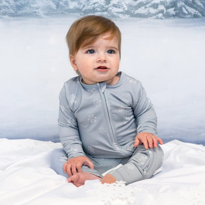 Footless Sleeper with Fold-over Cuffs - Snowflakes