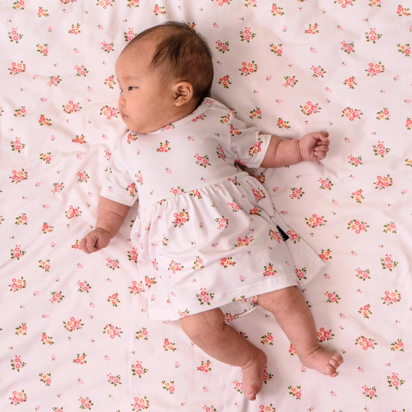 Baby Short Sleeves Skirted Onesie - Blushing Blossom