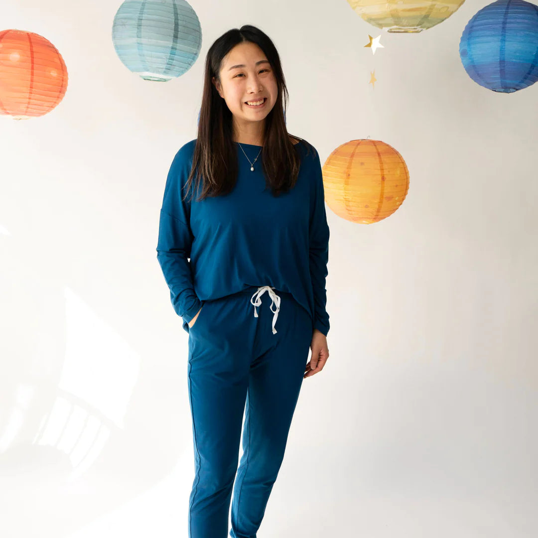 Women's Long Sleeve Jogger Set - Deep Blue