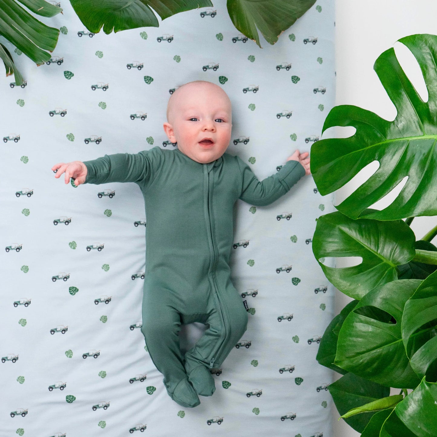 Footed Zipper Sleeper - Leafy Green Newborn