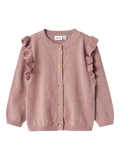 Mauve Cardigan with Ruffle