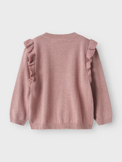 Mauve Cardigan with Ruffle