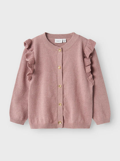 Mauve Cardigan with Ruffle