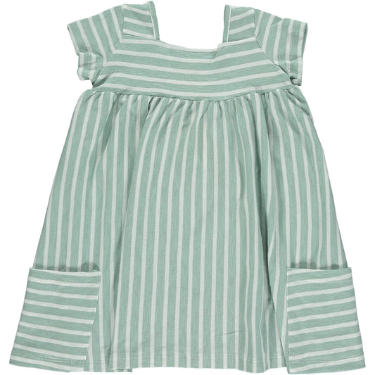 Rylie Dress in Green Ivory Stripe (Baby & Kids)