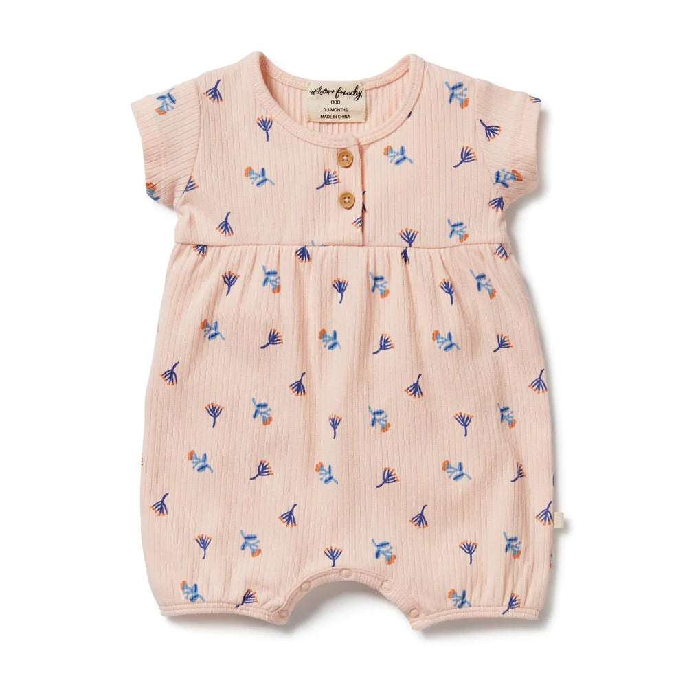 Little Flower Organic Rib Playsuit