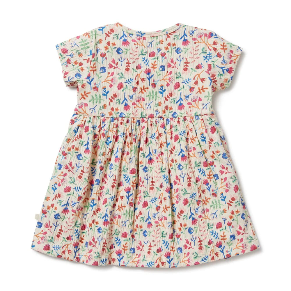 Baby Tropical Garden Crinkle Button Dress