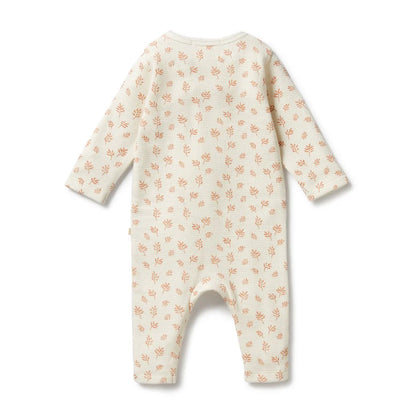Pink Bloom Organic Waffle Ruffle Zipsuit