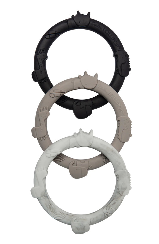Grey/Black Wild Teething Ring Set
