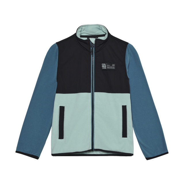 Colour Black Fleece Zip Jacket - Blue/Light Blue/Black
