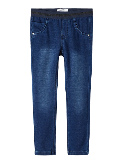 Dark Denim Slim Jeans Elastic Waste