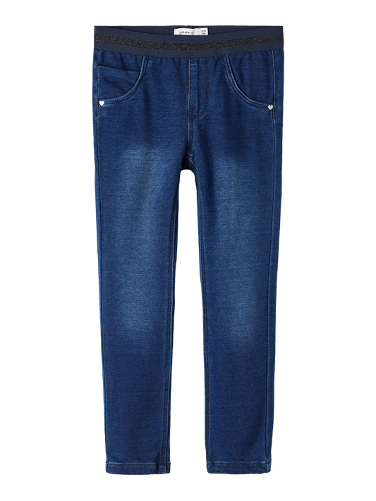 Dark Denim Slim Jeans Elastic Waste