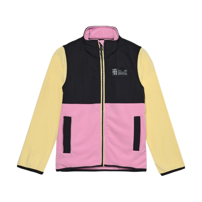 Colour Black Fleece Zip Jacket - Yellow/Pink/Black