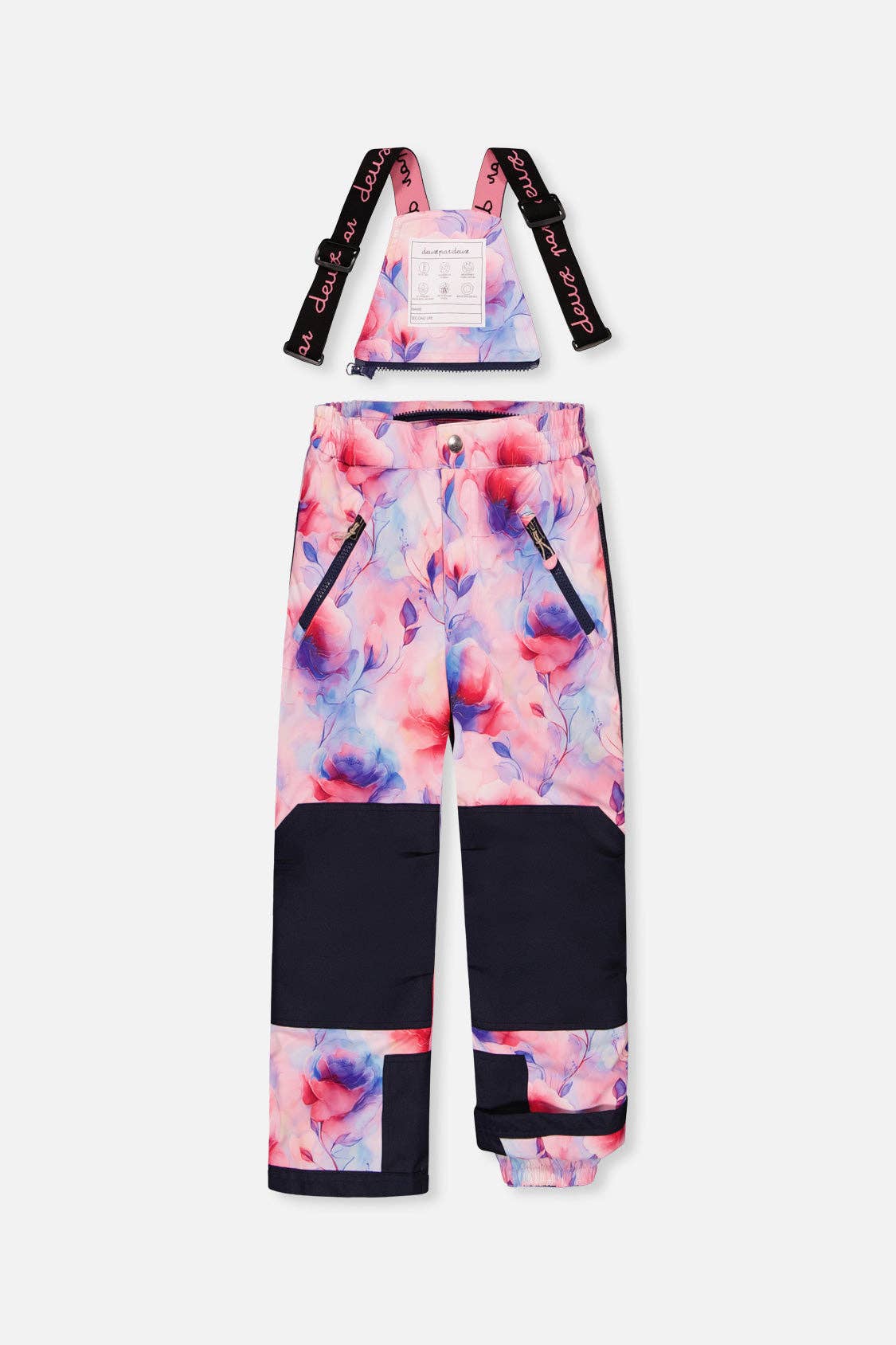 Two Piece Play Snowsuit Pink And Purple Colorblock With Watercolor Floral Print Pants: 5