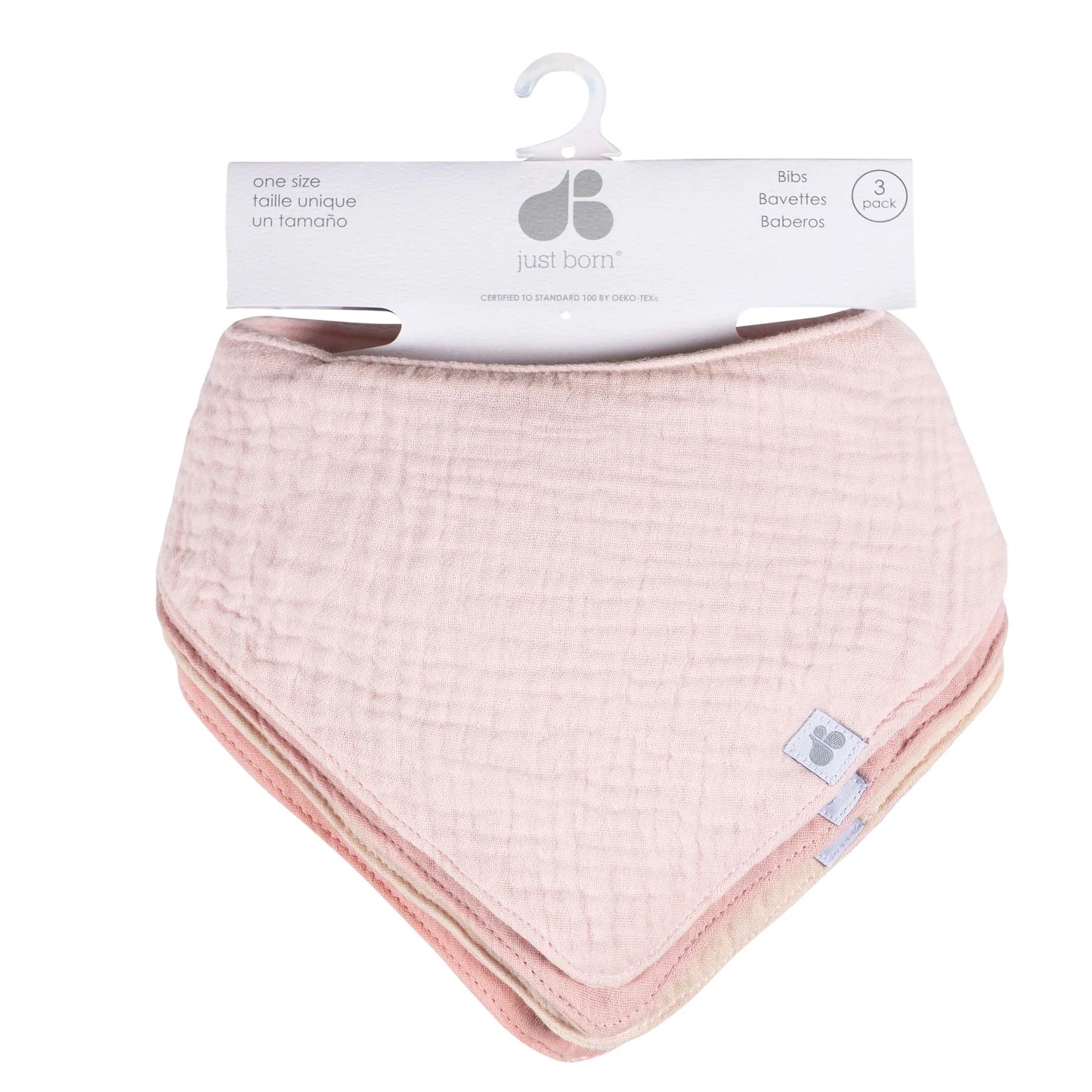 4-Pack Muslin Bandana Bibs - Pink