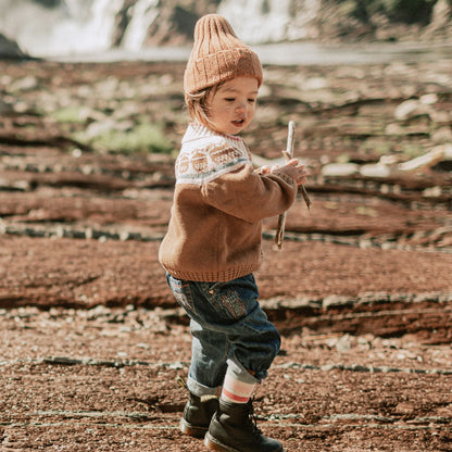 Baby Brown & Pink Button Up Sweater