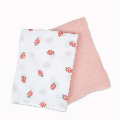 2 Pack Swaddles - Strawberries + Ballet Slipper