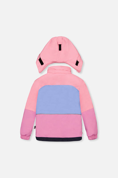 Two Piece Play Snowsuit Pink And Purple Colorblock With Watercolor Floral Print Pants: 5