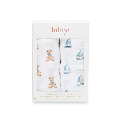 2 Pack Swaddles - Vintage Bear & Sailboat