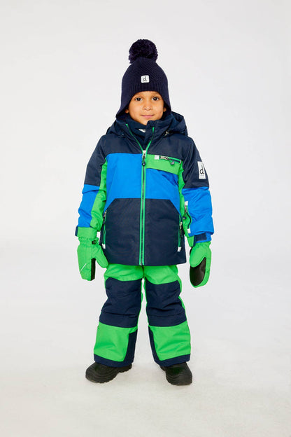 Two Piece Play Snowsuit Royal Blue And Green Colorblock