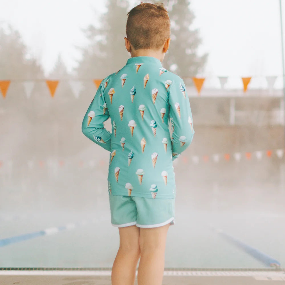 Kid's Trunks - Turquoise, White Trim