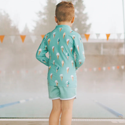 Kid's Trunks - Turquoise, White Trim