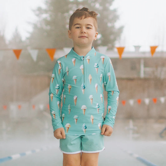 Kid's Trunks - Turquoise, White Trim