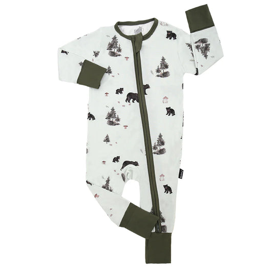Black Bears - Footless Sleeper with Fold-Over Cuffs