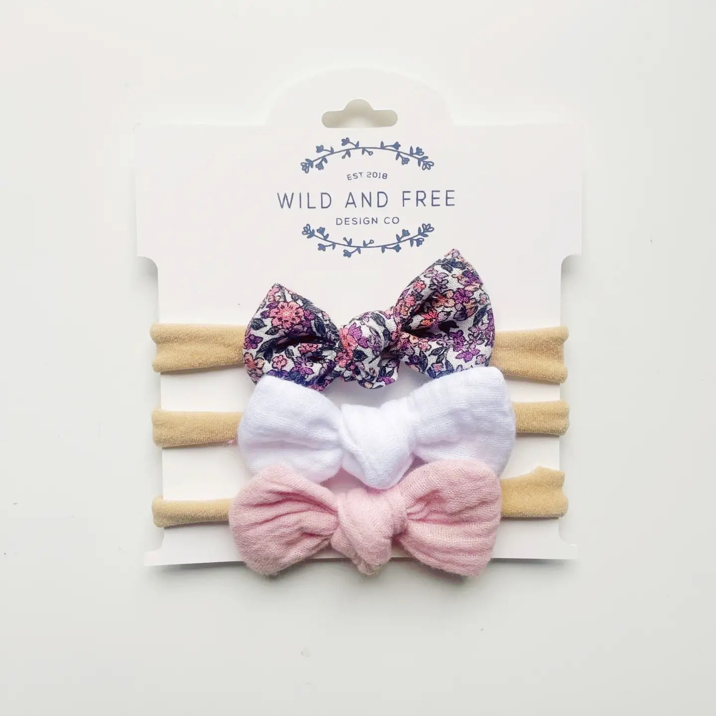 Linen Baby Bow Set 3 Piece Nylon Band