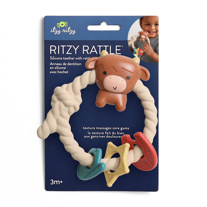 Highland Cow Ritzy Rattle™ Silicone Teether Rattles
