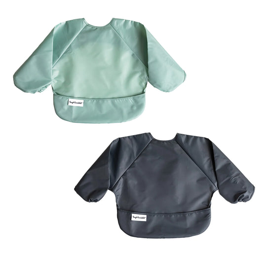 Full Sleeve Bib 2 Pack - Sage & Charcoal (6-24 Months)