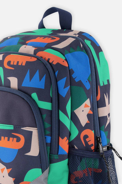Little Kids Backpack Navy Dinosaur Print