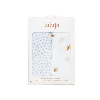 2 Pack Swaddles - Bees & Blue Dots