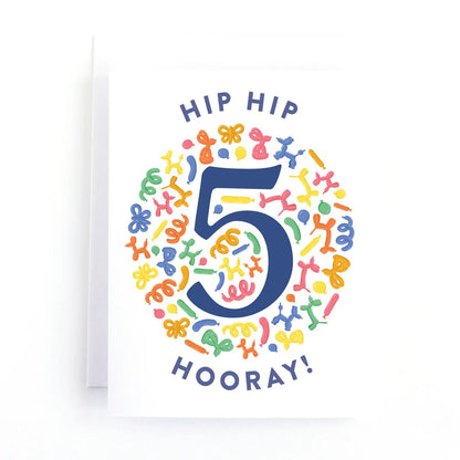 Balloon Animal Fifth Birthday Card