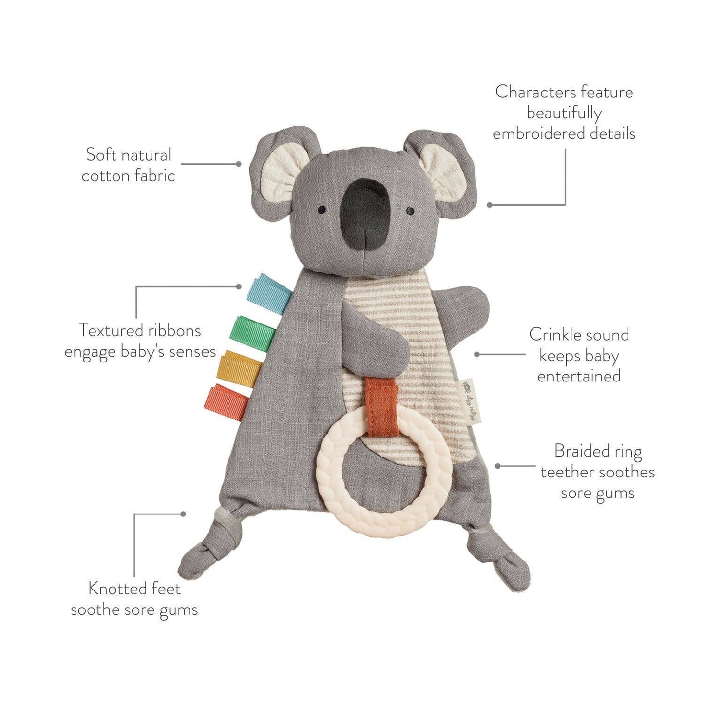 Bitzy Crinkle™ Sensory Toy With Teether: Koala