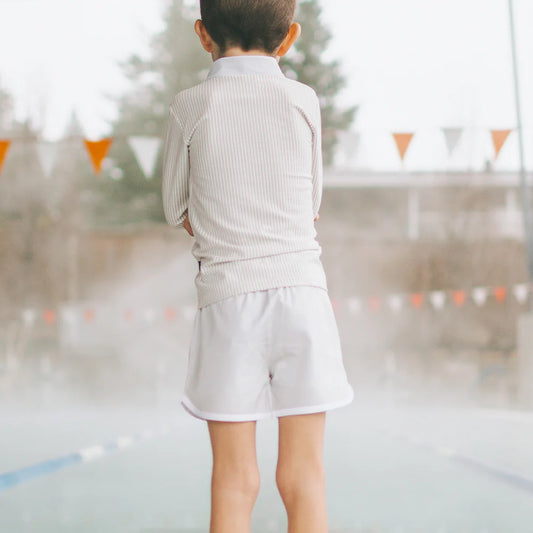 Kid's Trunks - Light Grey, White Trim