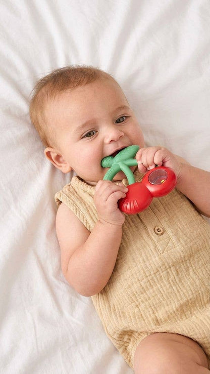 Bitzy Shake™ - Silicone Teether with Rattle: Cherries
