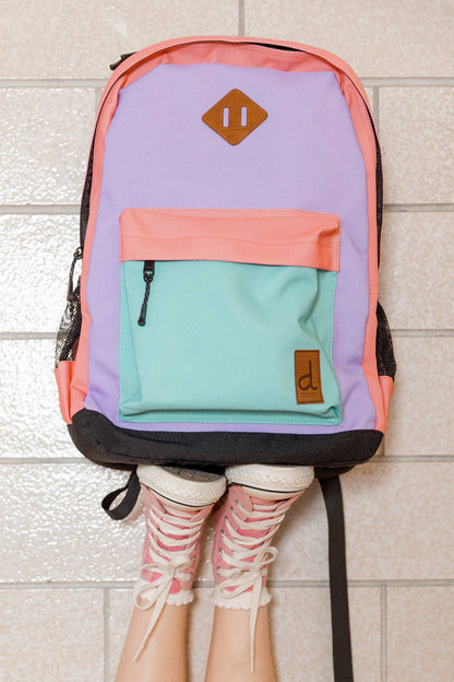 Kids Backpack Lavender, Turquoise And Orange