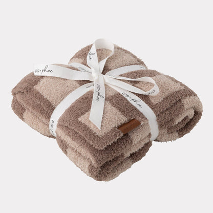 Plush Toddler Blankets | Brown Check