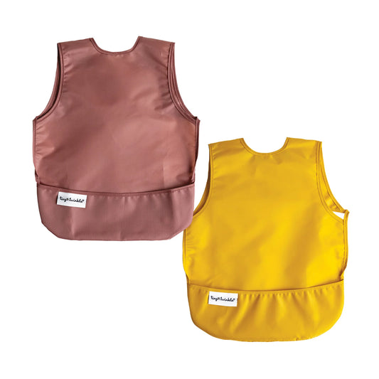 Apron Bib 2 Pack - Taupe and Dandelion (6-24 Months)