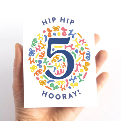 Balloon Animal Fifth Birthday Card