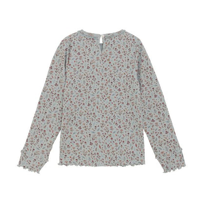 Ribbed Light Blue Floral Top