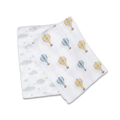 2 Pack Swaddles - Hot Air Balloon + Clouds
