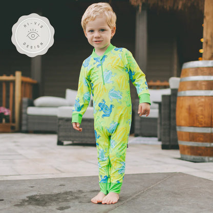 Full Zipper Sunsuit - Toadally Bright