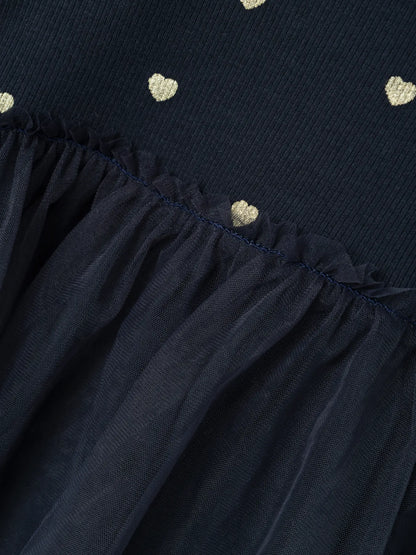 Navy Dress with Gold Hearts