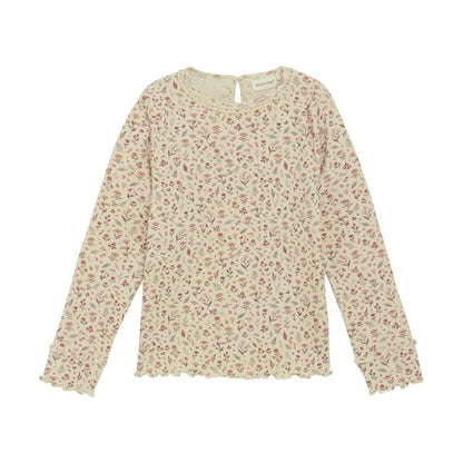 Ribbed Cream Floral Top