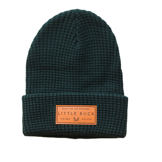 Forest Green Waffle Cabin Beanie
